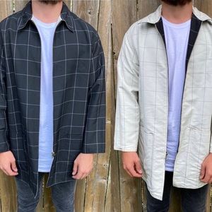 Custom Black/White Plaid Reversible Zip Up…